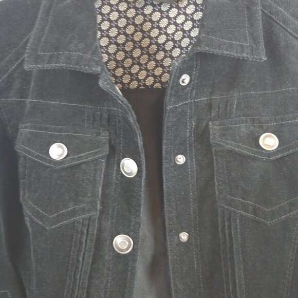 Womens Dark Academia Fall Layering Boho Y2K Western Fashion Black Denim Jacket S - Picture 10 of 15
